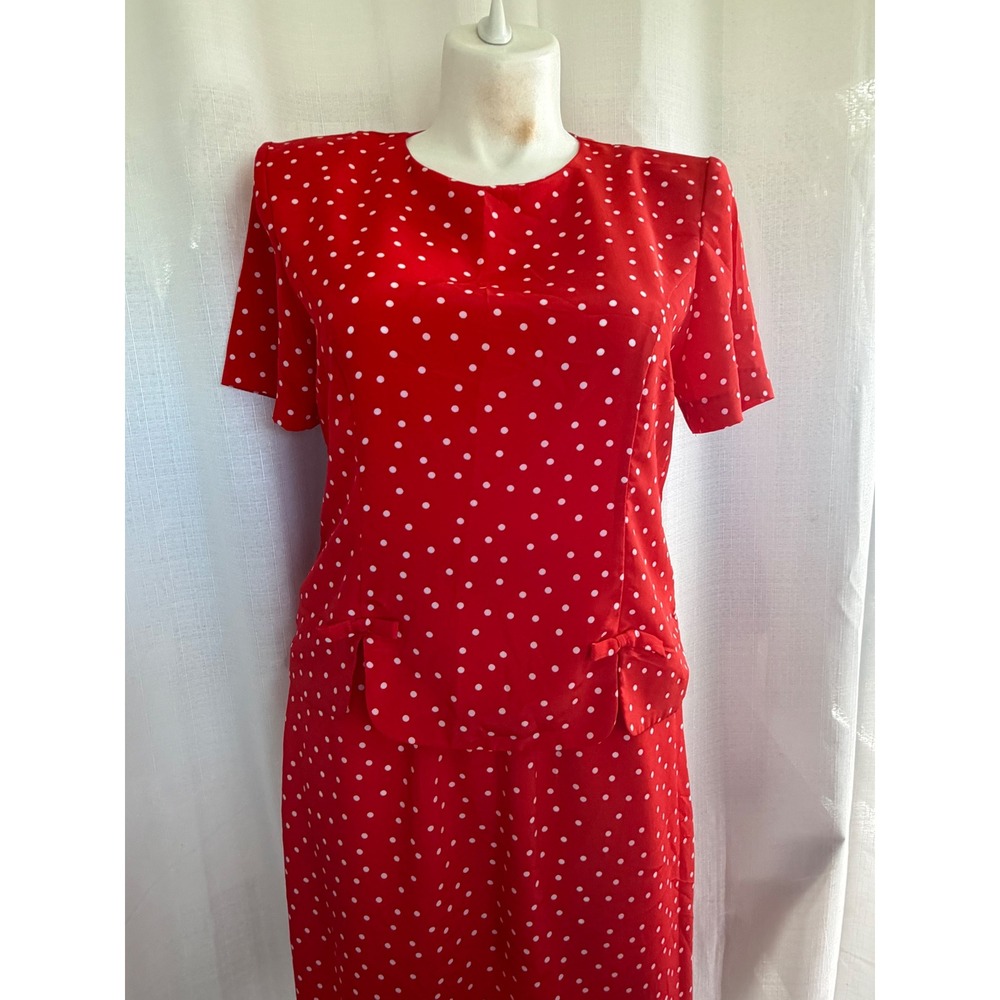 BFA Classics Vintage Red Polka Dot 2 Piece Skirt Set Women's 14 Retro Twee - Picture 2 of 9